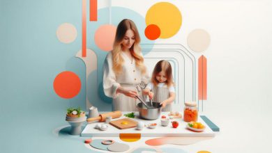 غذا پختن با مادر