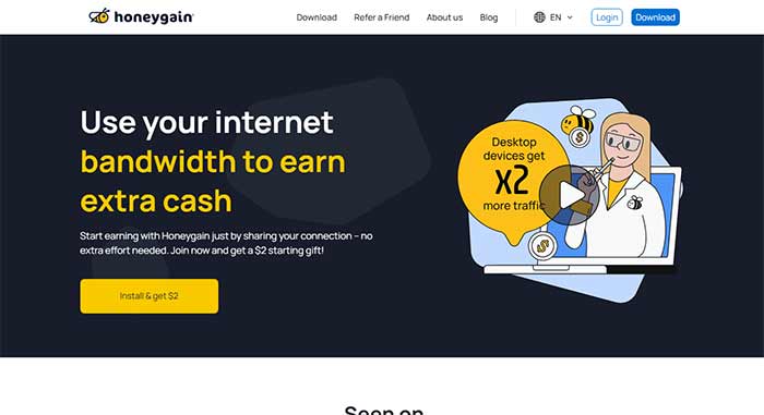 تکنولوژی, کسب درآمد, نرم افزار Honeygain
