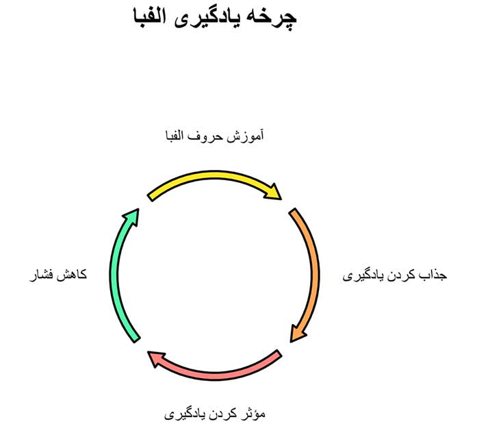 اینفوگرافیک چرخه یادگیری الفبا 